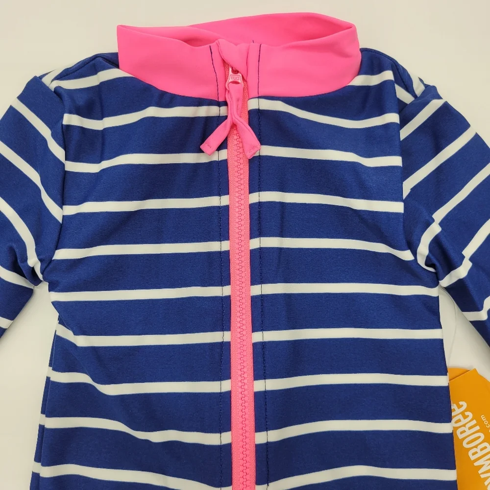 Gymboree Rashguard Swimsuit Striped Blue Pink Swimwear Longsleeve Size 2T NEW